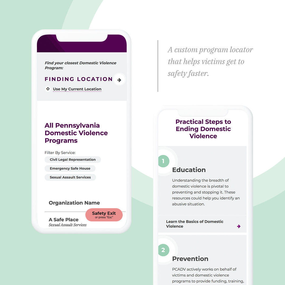 Mobile view of domestic violence program locator