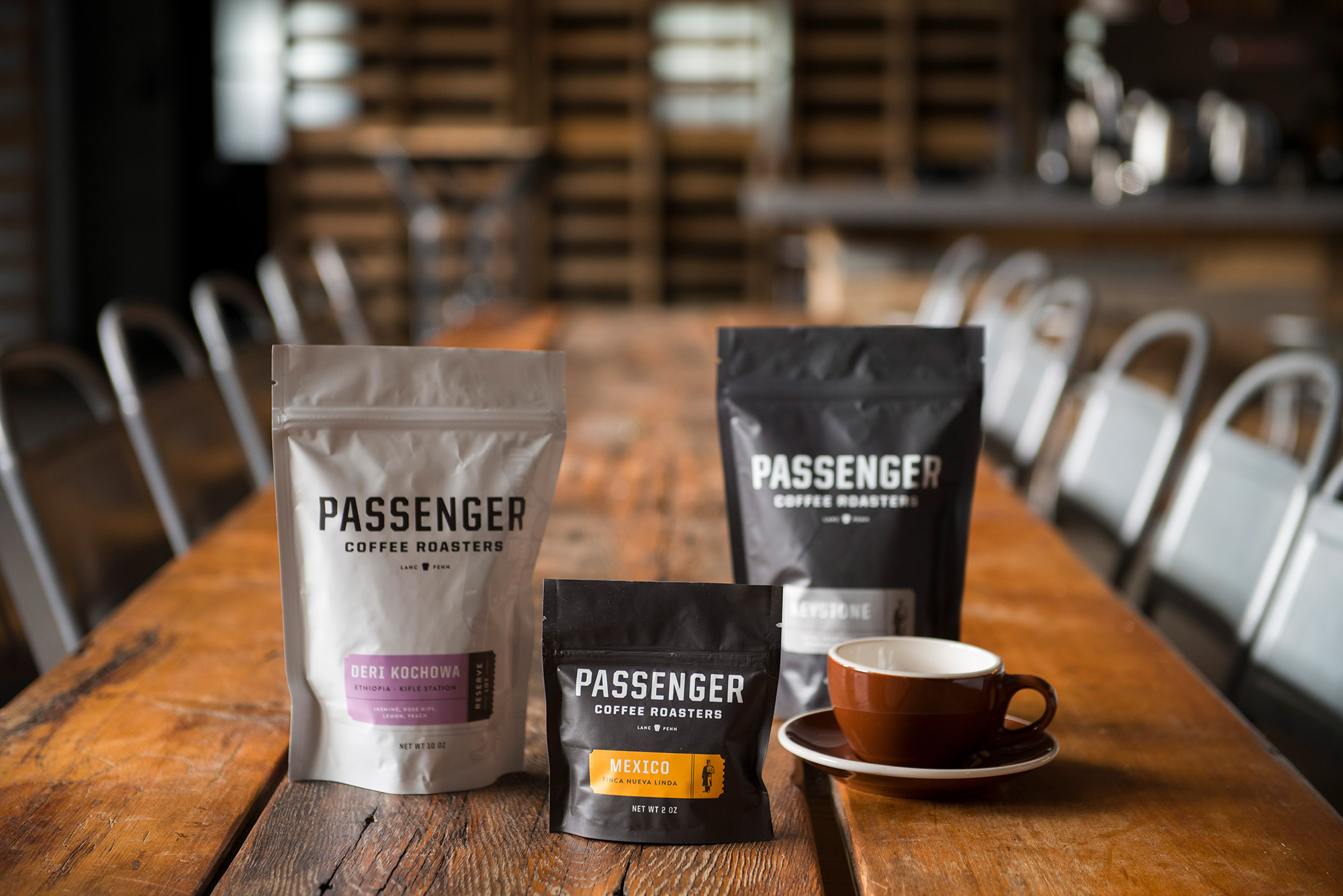 stark, geometric package design for Passenger Coffee by Infantree