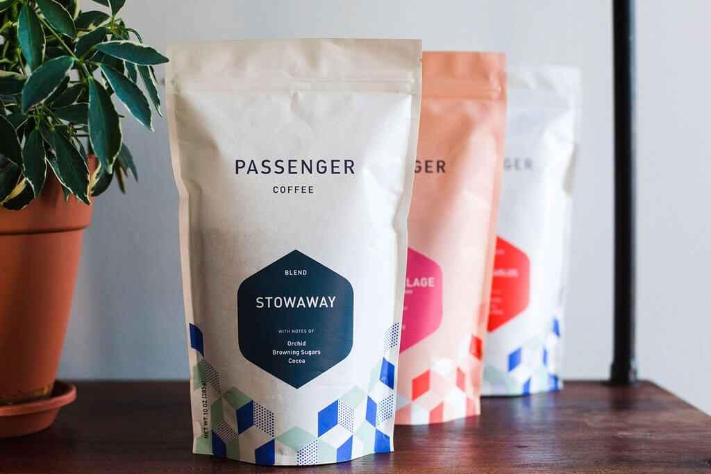 bright Passenger Coffee packaging designed by Infantree