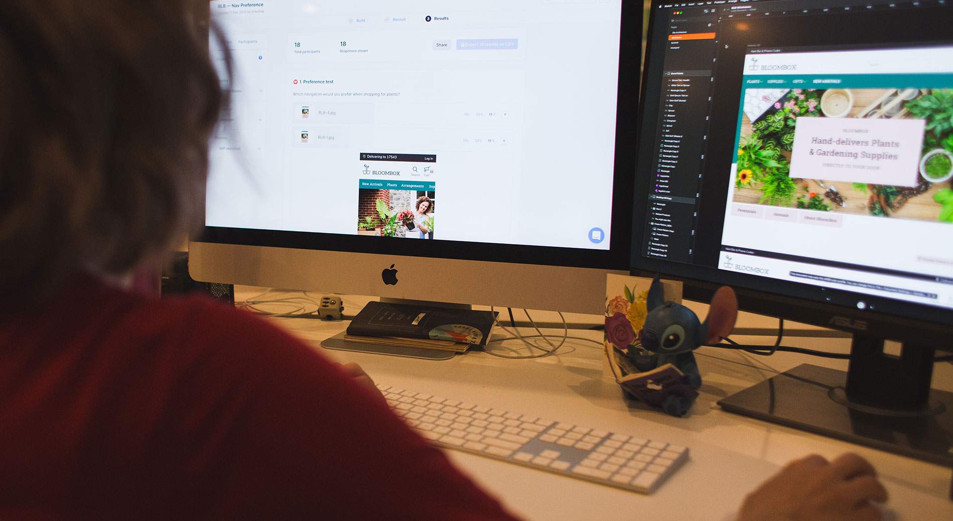 Ashley, Digital Director, running usability tests on proposed BloomBox navigation interfaces