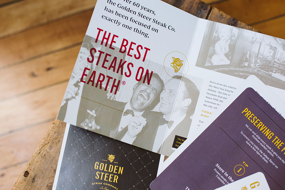 interior spreads of promotional brochures for Golden Steer in Las Vegas