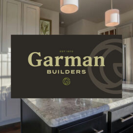 New Garman builders logo designed by infantree. Muted yellow with modern chiseled typography